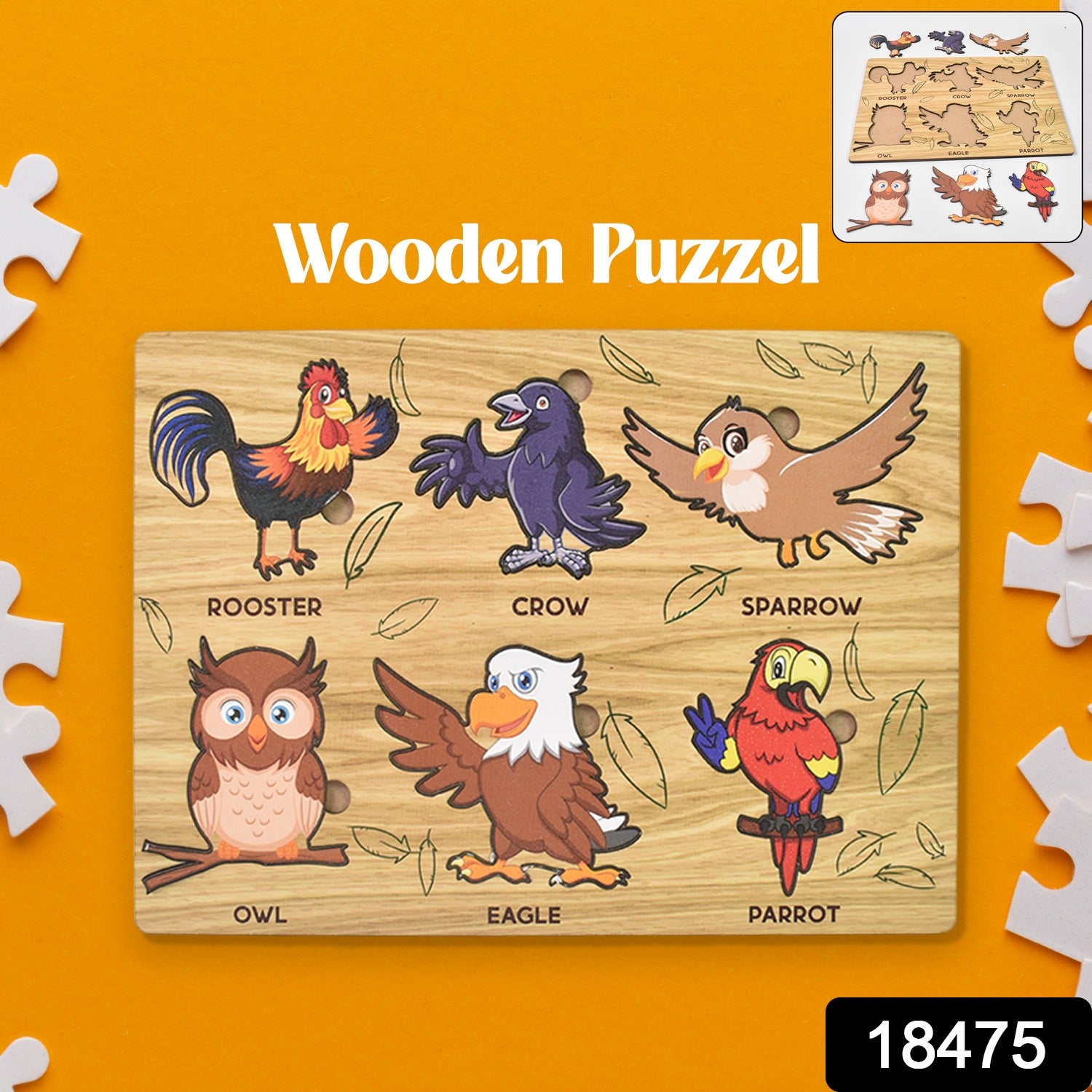 Wooden Bird Puzzle Learning Educational Board (1 Set  2820 Cm) Wooden Bird Puzzle Learning Educational Board (1 Set  2820 Cm)